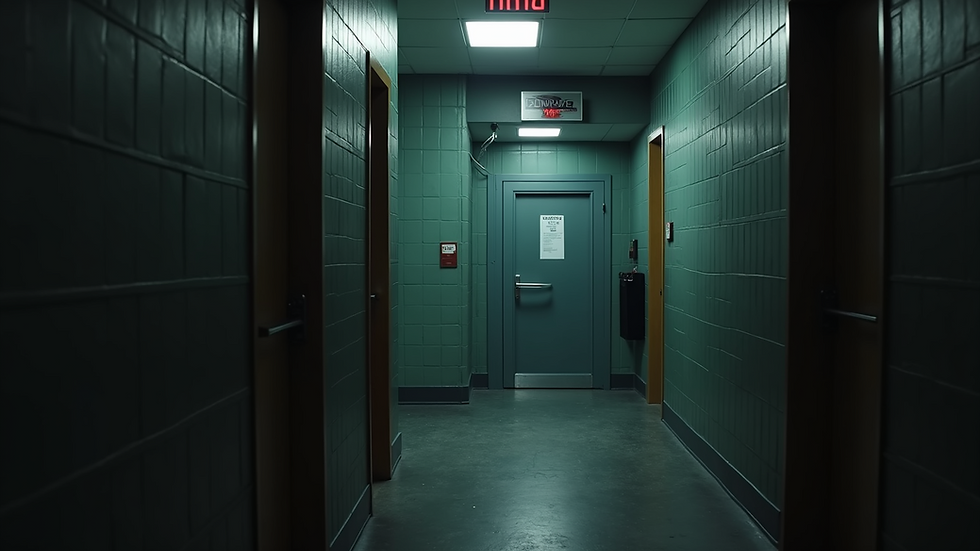 High angle view of an escape room entrance