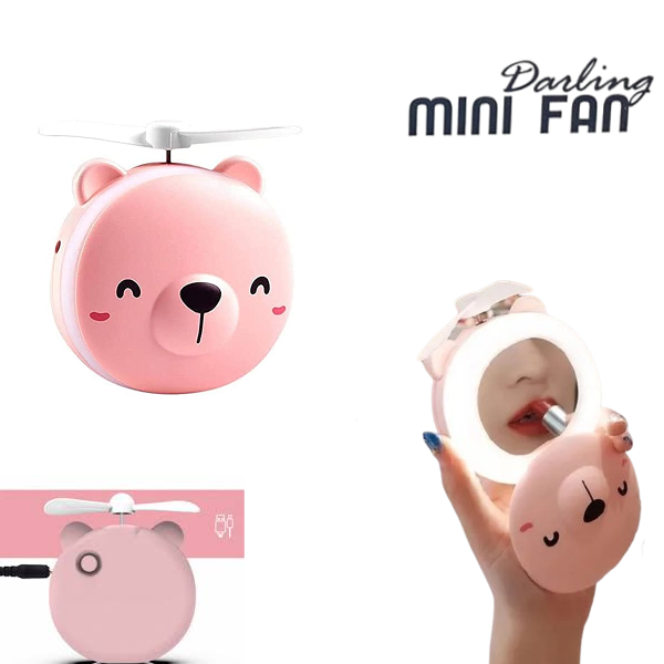 VENTILADOR 3 EN 1 [ESPEJO - LUZ LED - VENTILADO] - MINI FAN DARLING