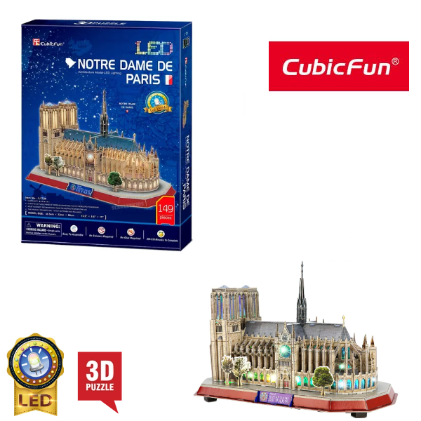 ROMPECABEZAS 3D NOTRE DAME PARIS LUCES LED - CUBICFUN