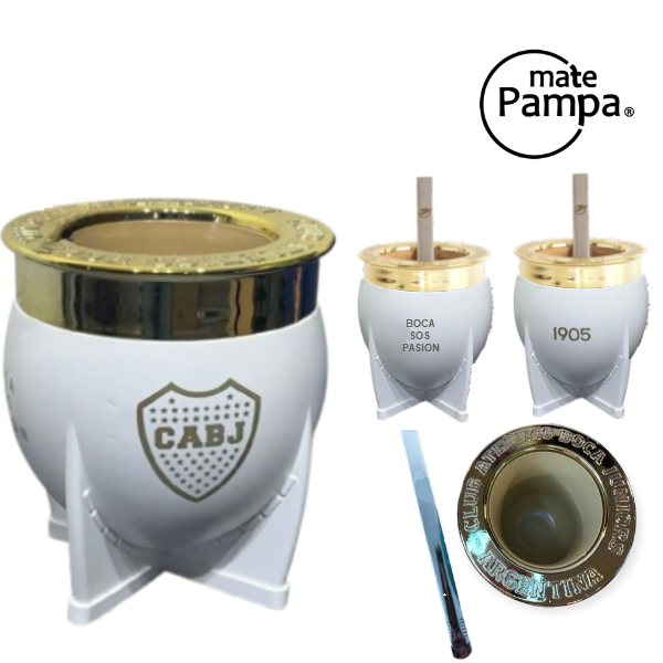 MATE BOCA JUNIORS BLANCO - MATE PAMPA