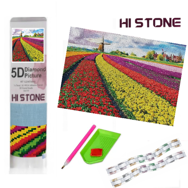 DIAMOND PAINTING 5D CAMPO DE TULIPANES - HI STONE