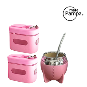 KIT DE MATE VIAJERO ROSA - MATE PAMPA