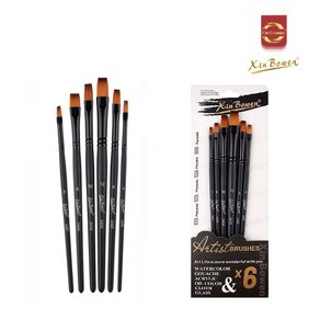 SET DE 6 PINCELES ARTISTBRUSHES PUNTA CHATA - XIN BOWEN