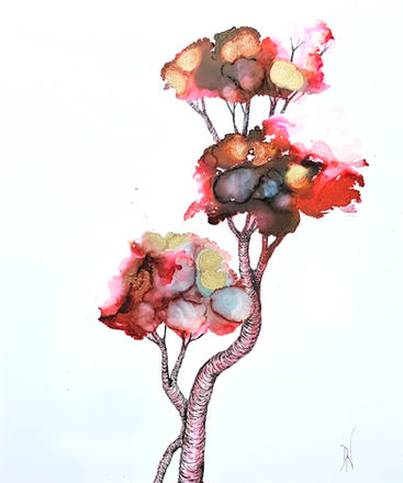 Beautiful ink drawing of a flame tree. Original and delicate.