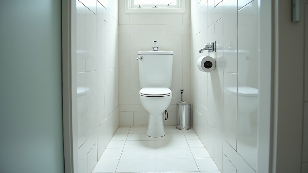 Close-up view of a clean, mold-free bathroom corner