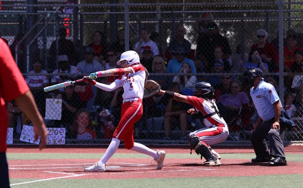 Macie Cameron rips one in  the state championship game against Brusly 