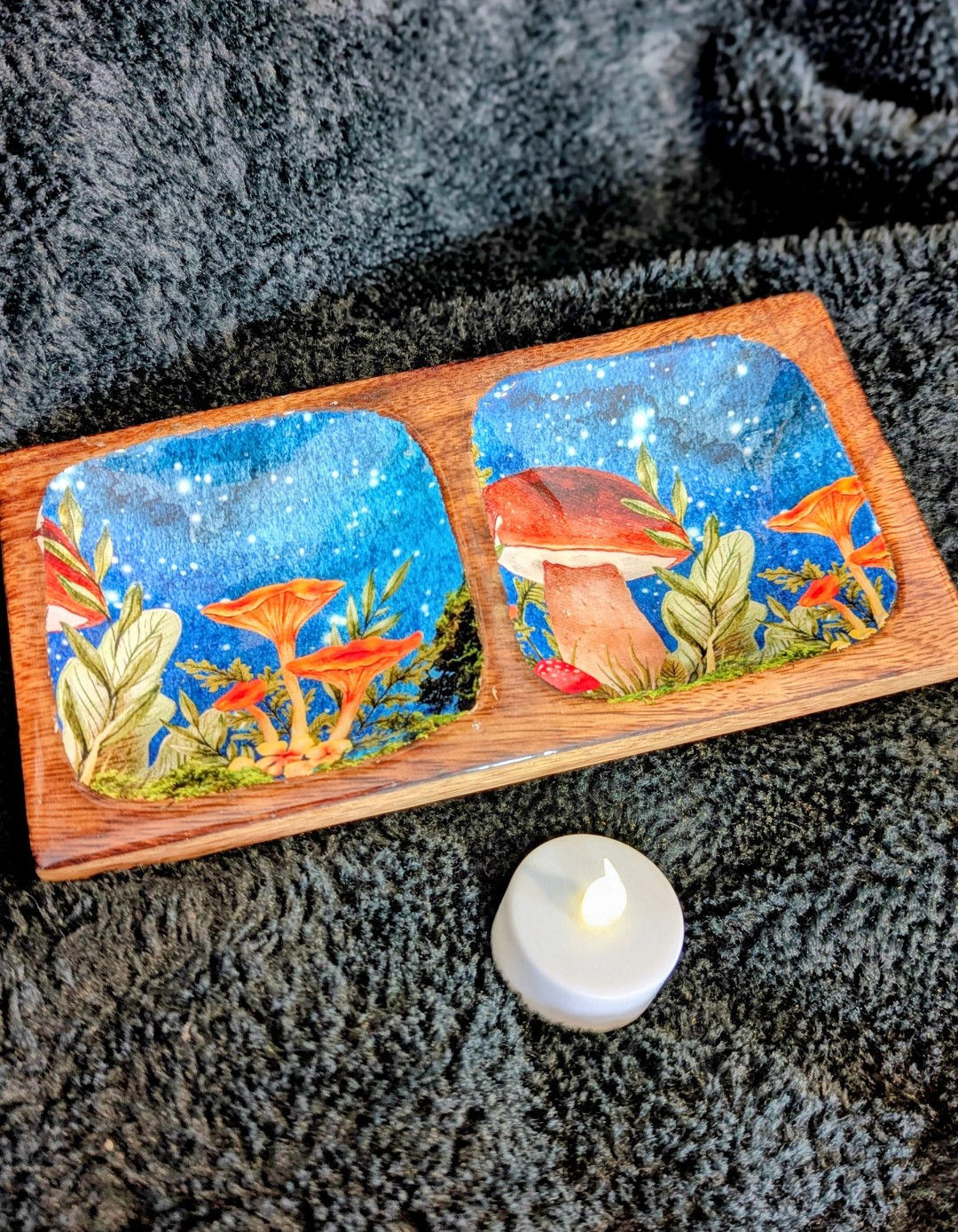 Enameled Mushroom  double trinket dish