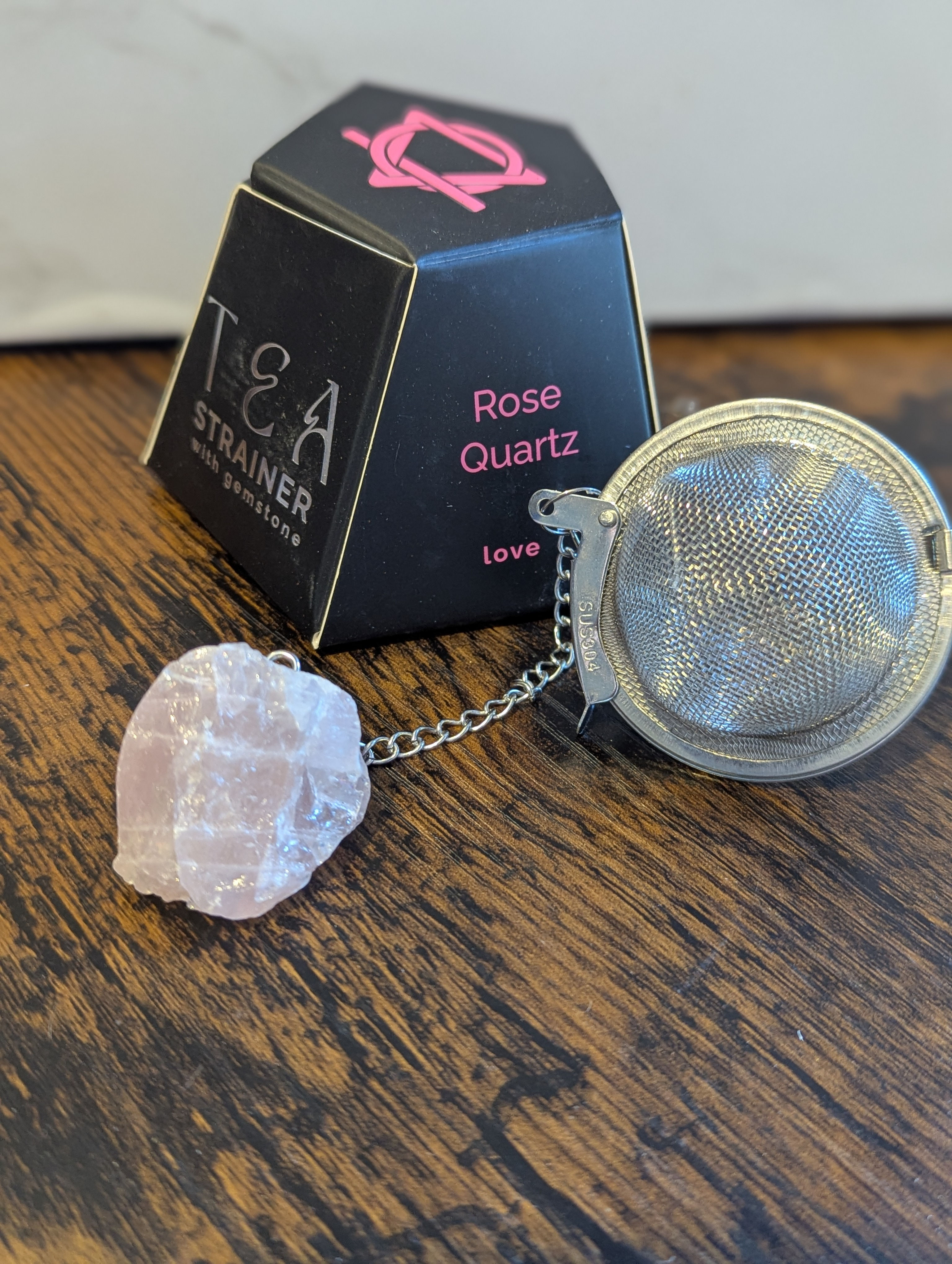 Rose Quartz Tea Strainer - Stainless Steal