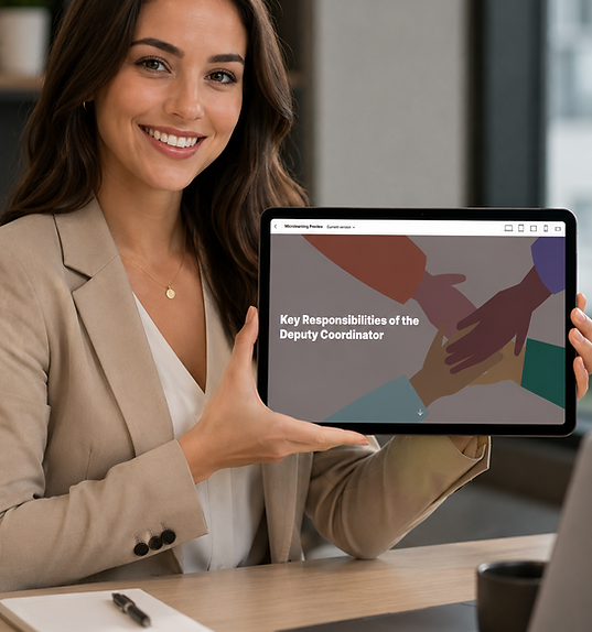 Rise 360 module mockup shown on a tablet.