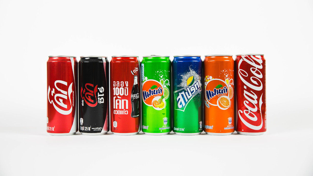 Differently branded soda cans