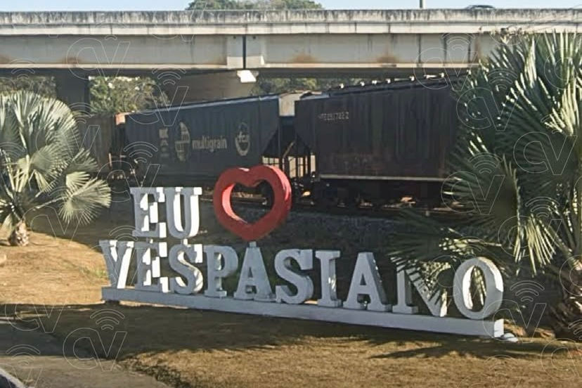 Letreiro "Eu amo Vespasiano", na entrada na cidade