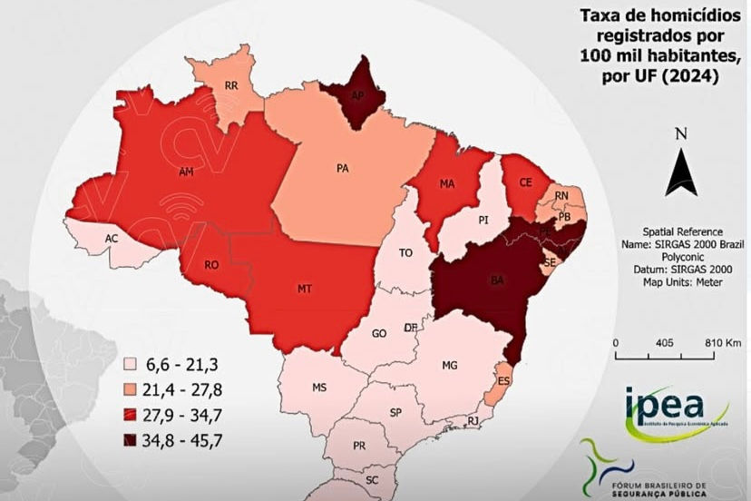 Pesquisa divulgada pelo Instituto de Pesquisa Econômica Aplicada (Ipea) e pelo Fórum Brasileiro de Segurança Pública (FBSP).