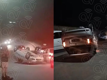 Veículo que capotou na Avenida Divino Marques Guimarães