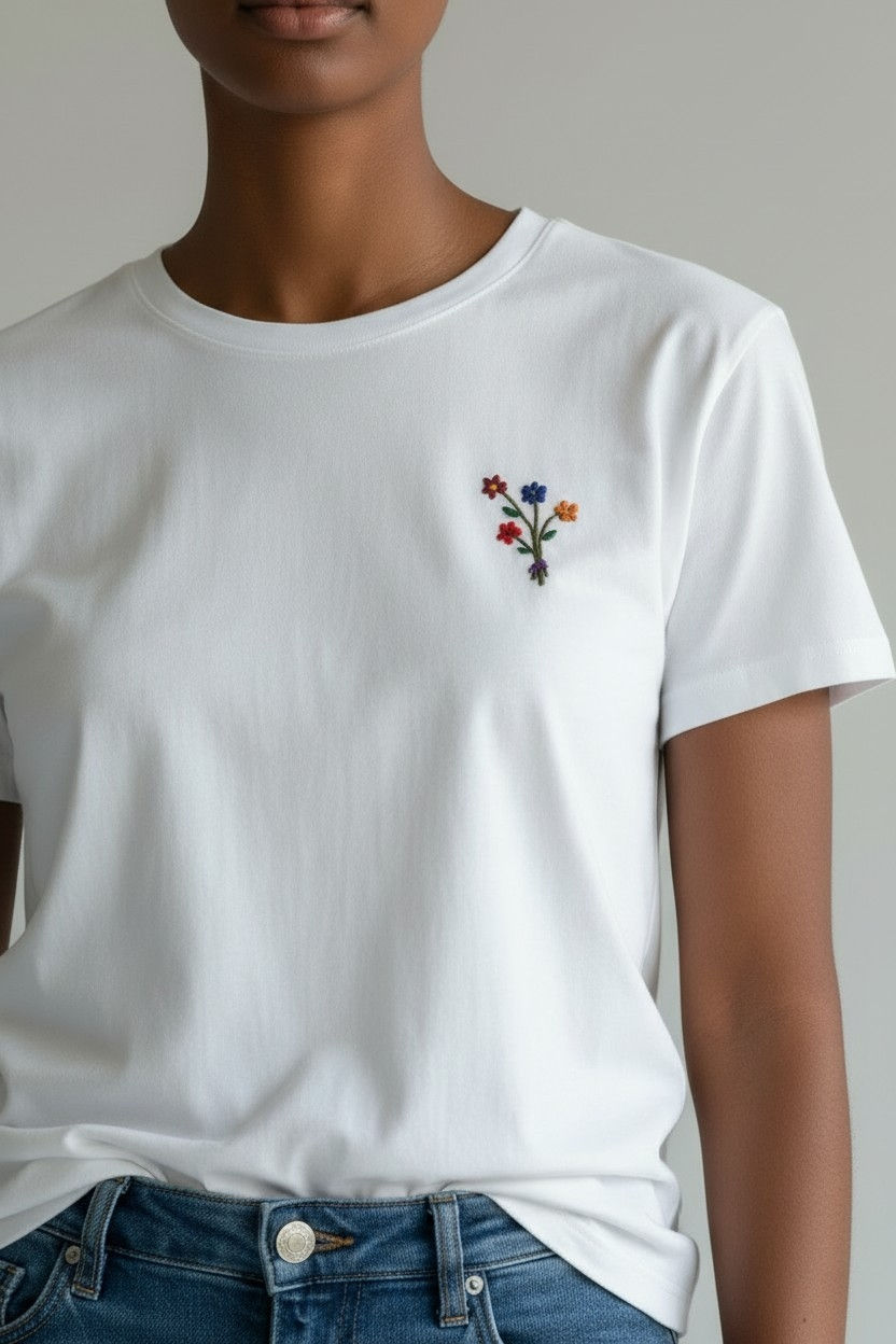 Le bouquet – t-shirt brodé a la main