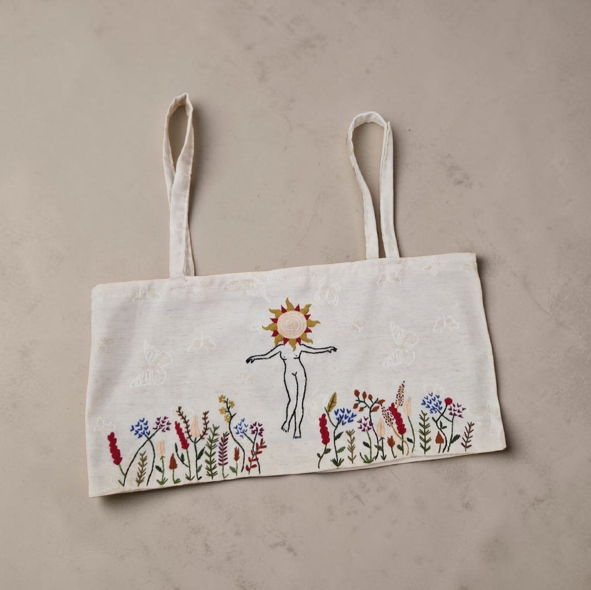 Sunshine in bloom - crop top fait main