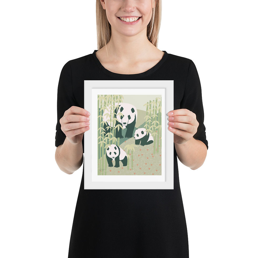 Thumbnail: Panda Family framed drawing