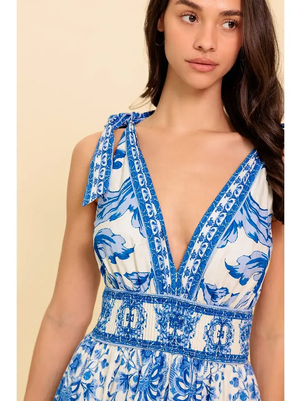 Thumbnail: Grecian-inspired Blue Floral Dress - Flying Tomato