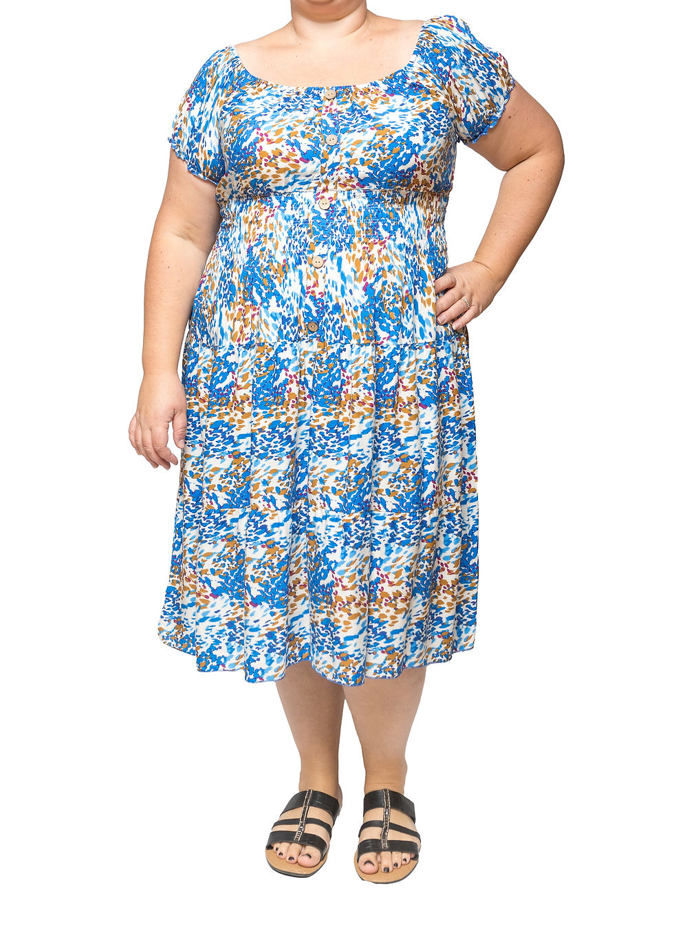 Flicks Midi Dress. One size fits all. UK size 8 to 24.