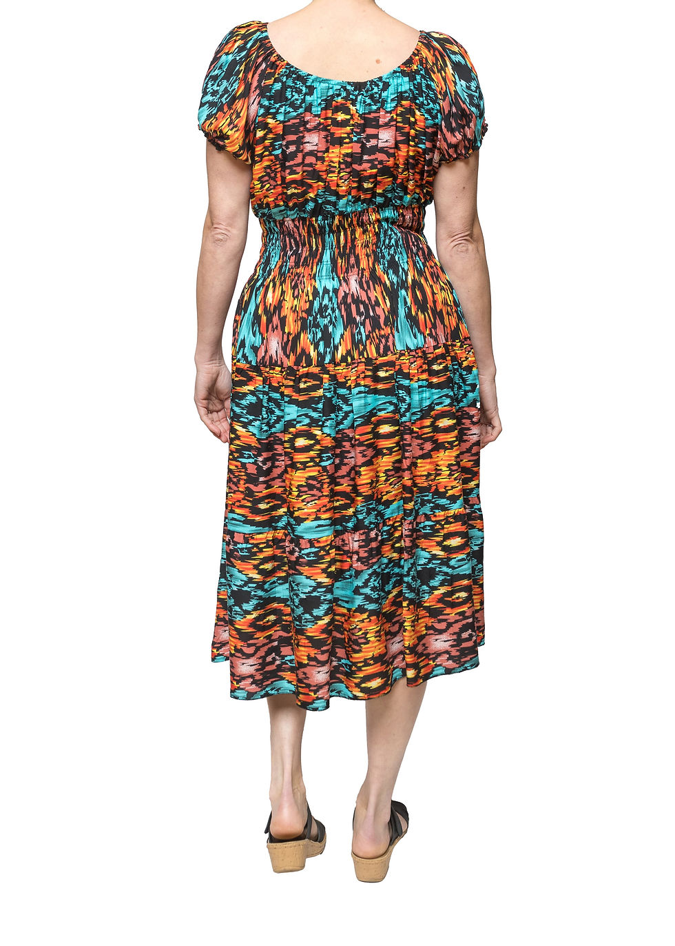 Thumbnail: Abstract Midi Dress. One size fits all. UK size 8 to 24.
