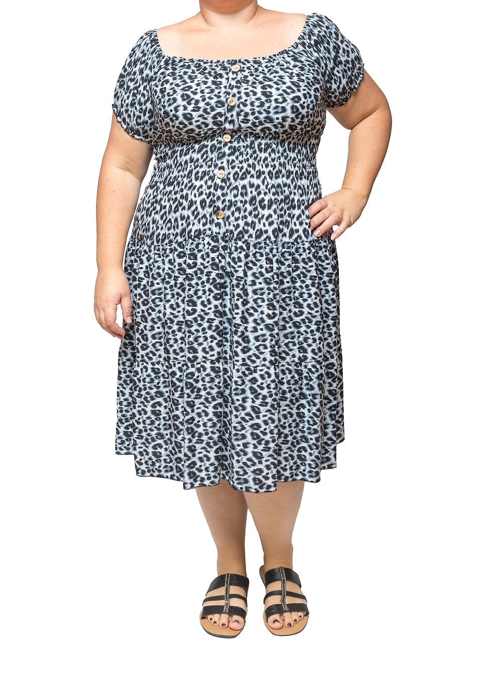 Leopard Print Midi Dress. One size fits all. UK size 8 to 24