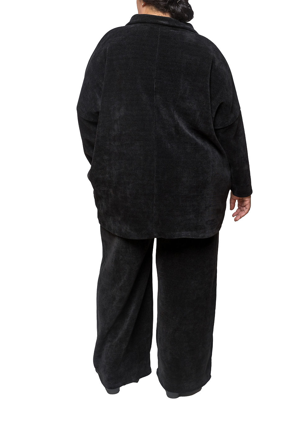 Thumbnail: Back of Black Corduroy effect two piece Co-ord. One Size 16-26