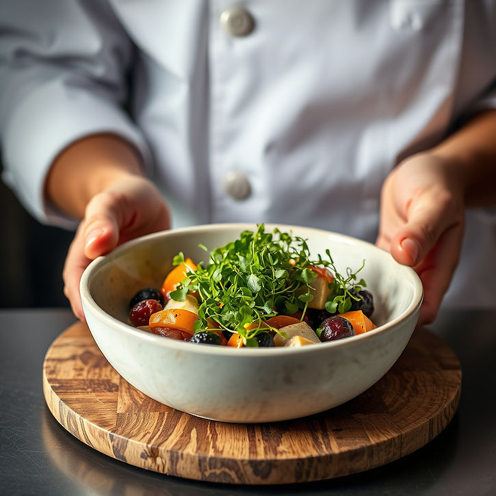 culinary delights; chef; microgreens; plated comfort meal.jpg