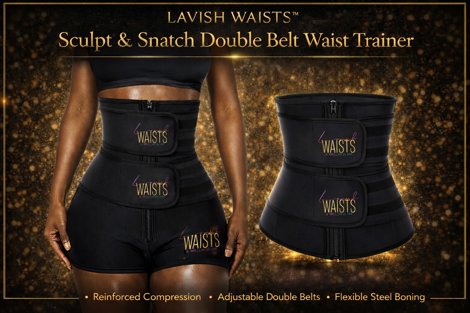 LAVISH WAISTS™ Sculpt & Snatch Double Belt Waist Trainer