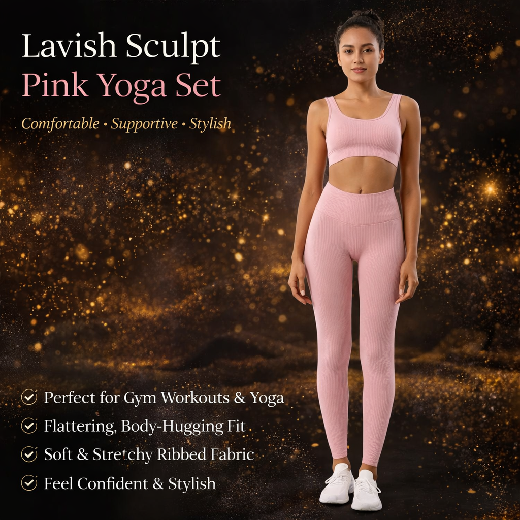 Lavish Waists™ Sculpt Pink Yoga Set – 2 Piece