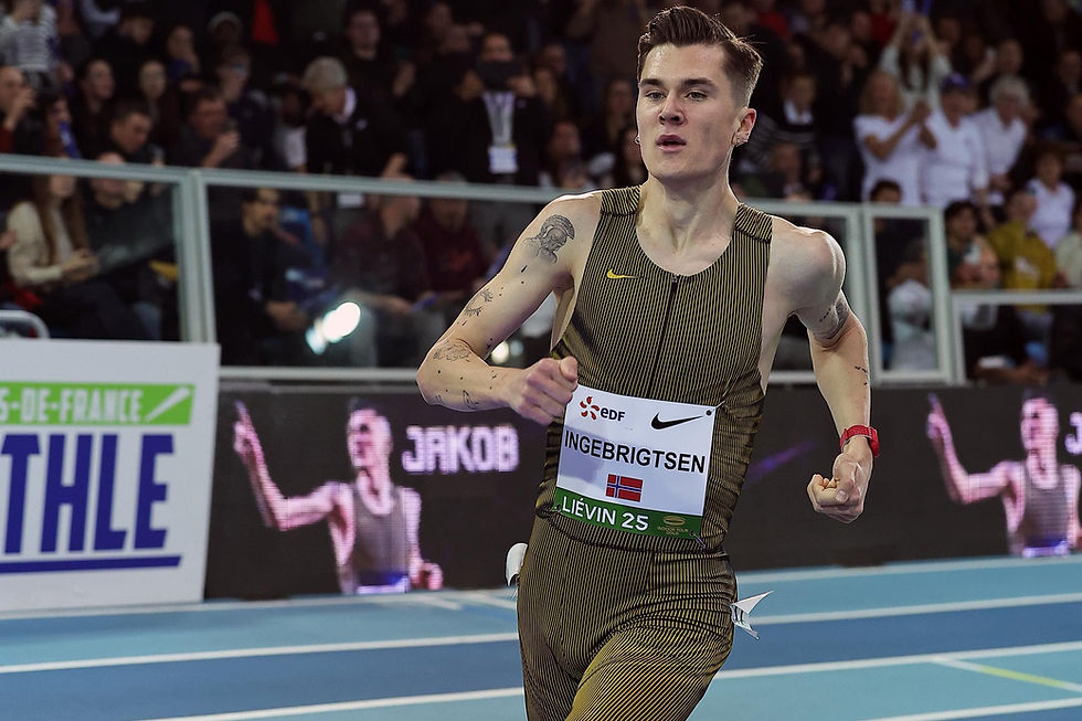 Ingebrigsten after breaking the world indoor 1500m record