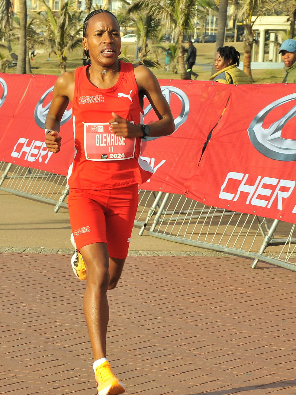 An athlete approaching the finish line