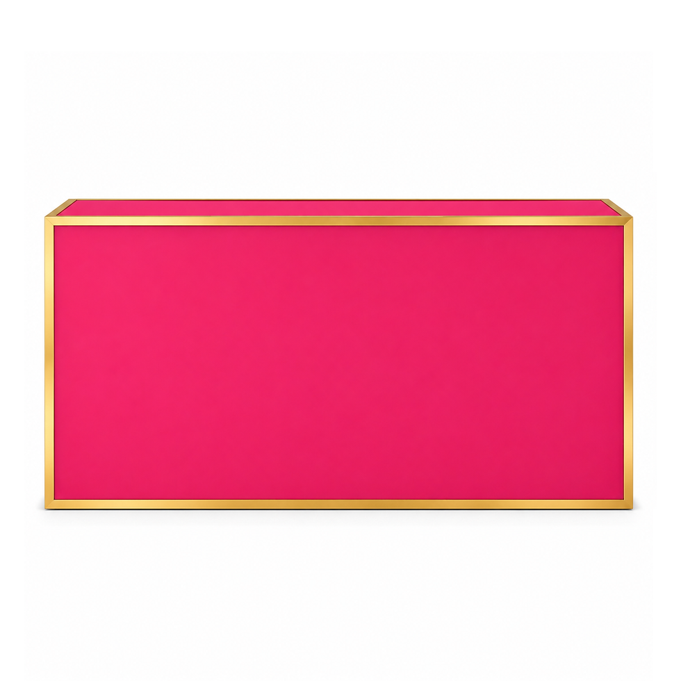 Uptown Gold Framed Pink 8' Bar with vibrant pink panels for event rentals