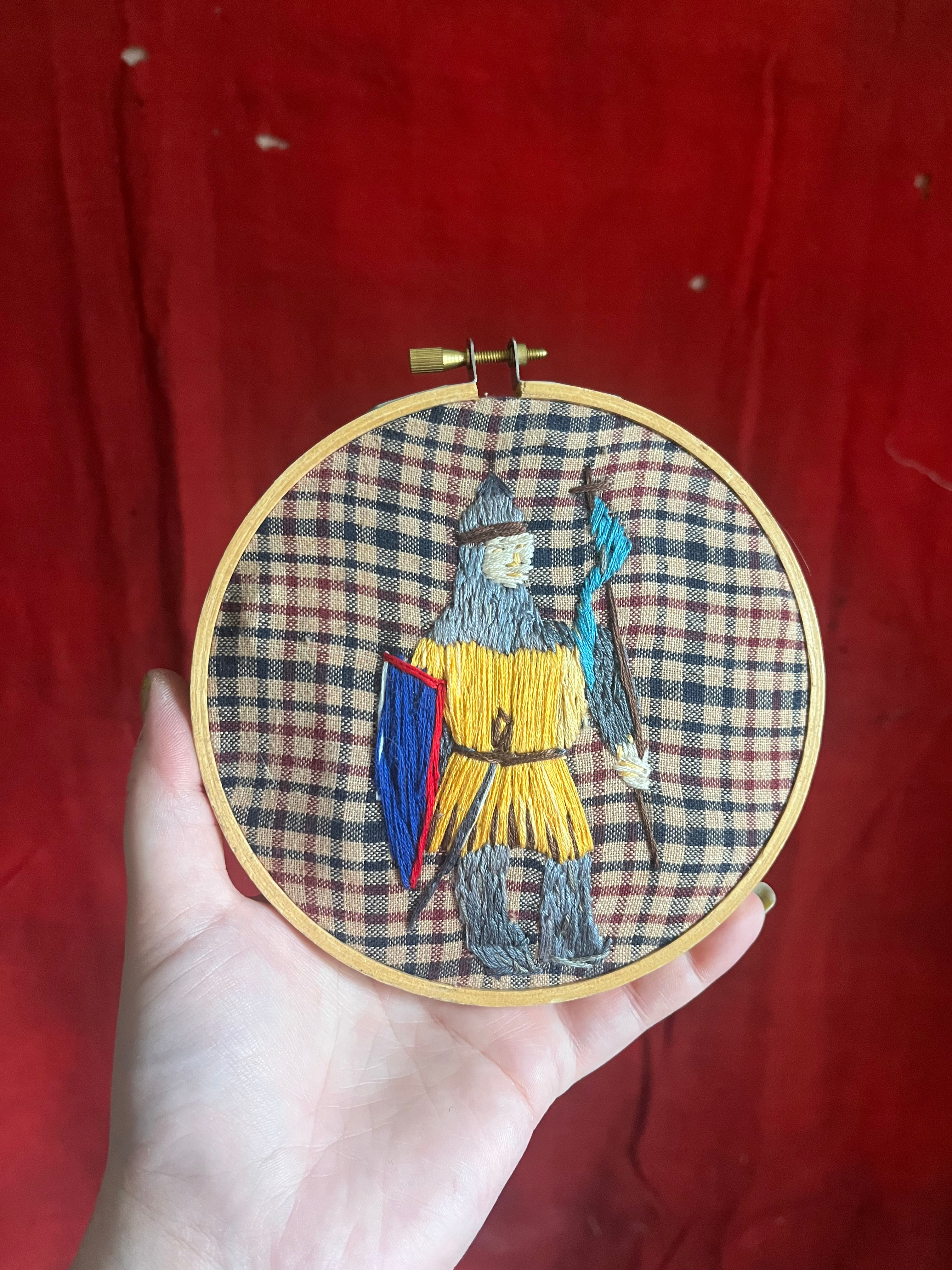 M Hoop: Medieval Knight on Plaid 