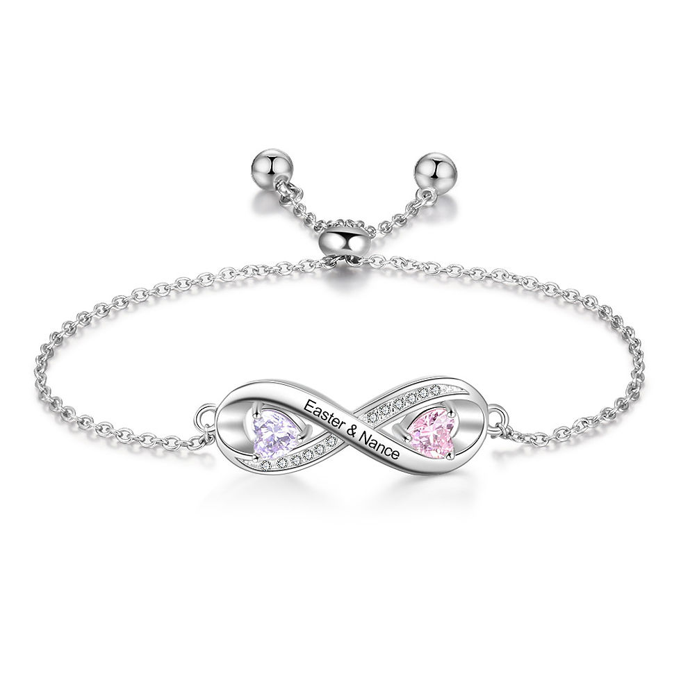 Miniatura: Pulsera Grabada Personalizada con Nombre y Piedra de Nacimiento