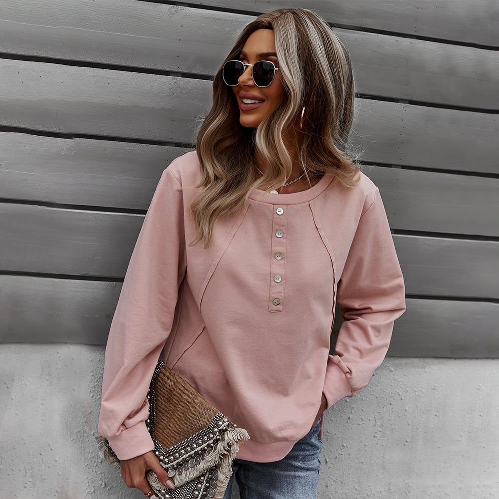 Suéter Pulóver de Cuello Redondo y Manga Larga para Mujer a la Moda