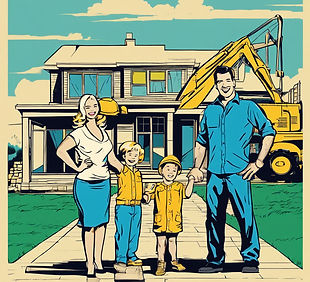 _Pop art style of a family holding bluep