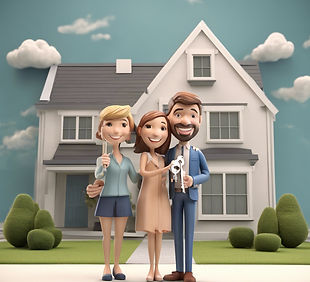 _3D style of a happy couple standing in