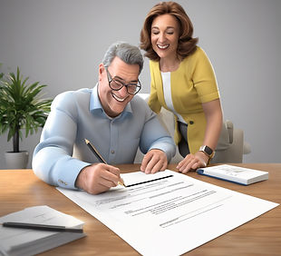 _3D style of a homeowner happily signing