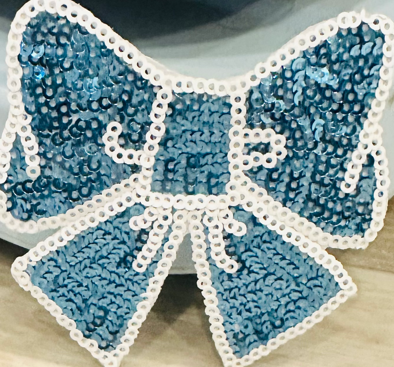 Shimmery Blue Bow Patch
