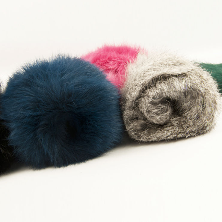 Thumbnail: Rabbit Fur Slap On Cuff Bracelet