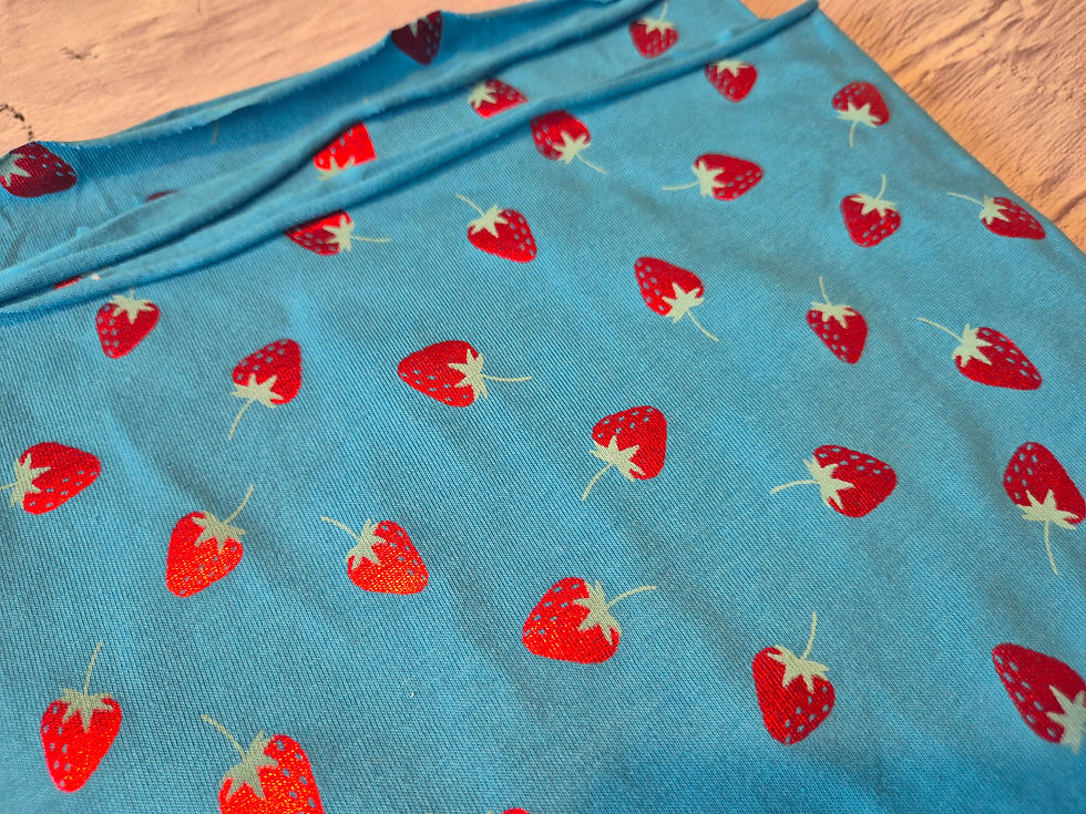 Thumbnail: Strawberry, foil, blue, cotton elastane