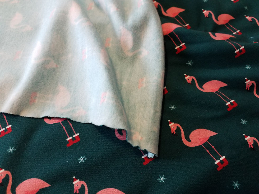 Thumbnail: Christmas flamingos, Brushed Back French Terry, alpine fleece