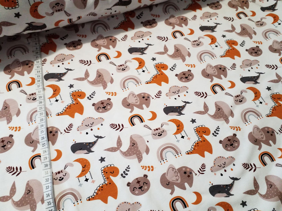 Baby animals, sleeping animals, Cotton Elastane Jersey