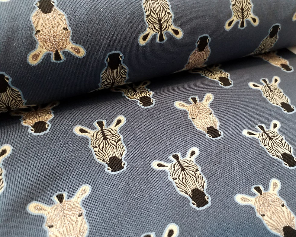 Thumbnail: Zebra, glitter, navy, safari, cotton jersey