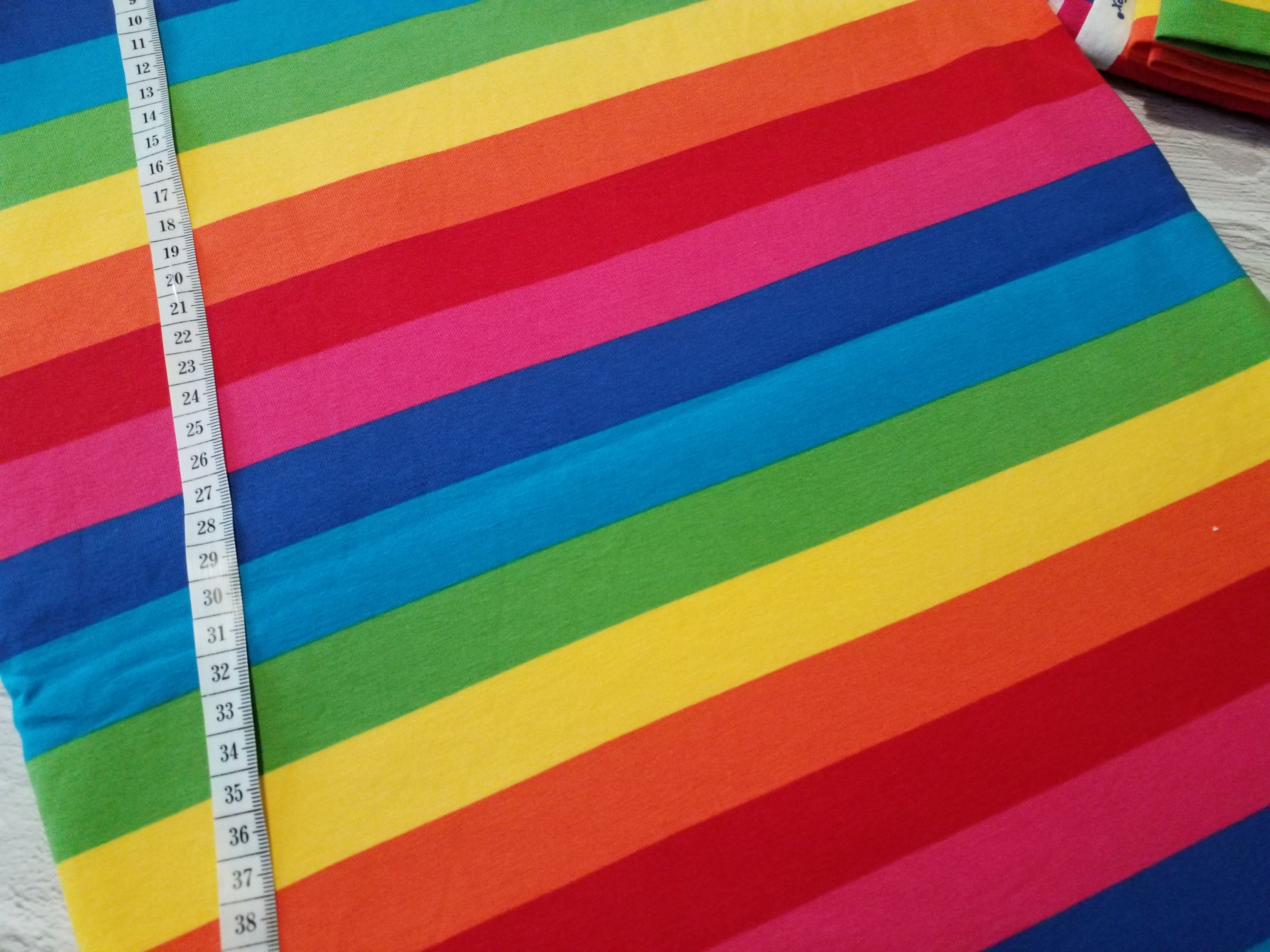 Rainbow stripes cotton jersey - Precut pieces