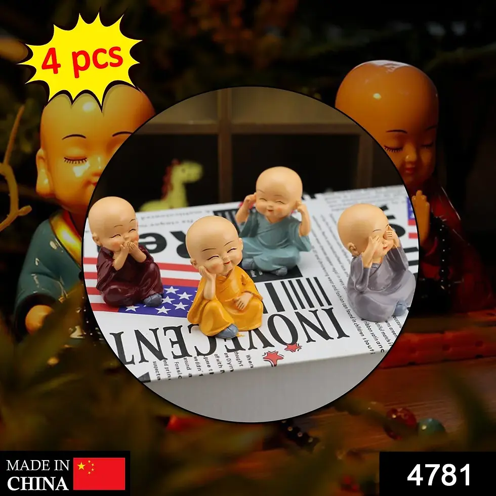 Thumbnail: Para 5 Carbon Fibre Set Of 4 Buddha Monk Statues Miniature Figurines Showpiece F