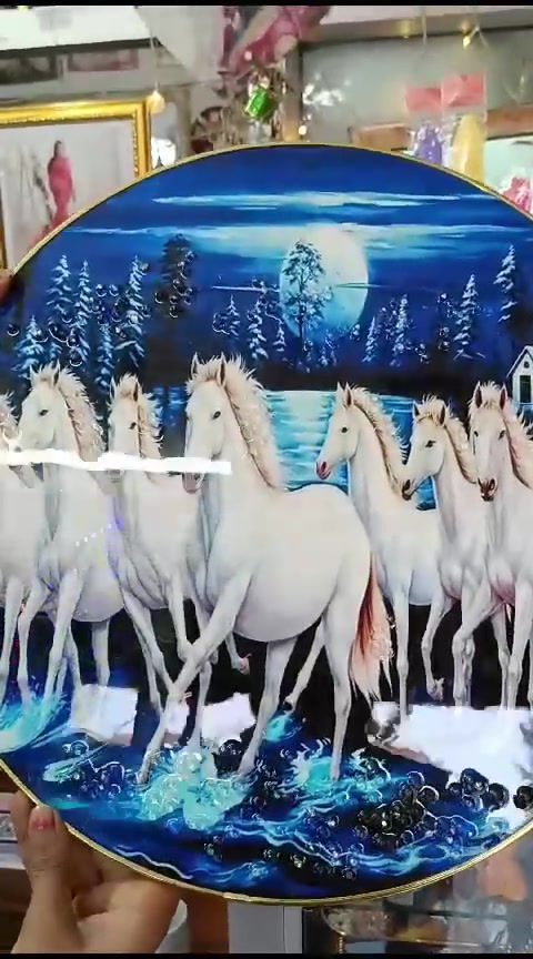 Thumbnail: Crystel Photo Frame Round# Running 7 Horses