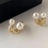 Thumbnail: Pearl Crystal Round Shape Earring