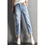Thumbnail: 2022 New Women Fashion Mid Waist Boyfriend Big Ripped Hole Jeans Casual High