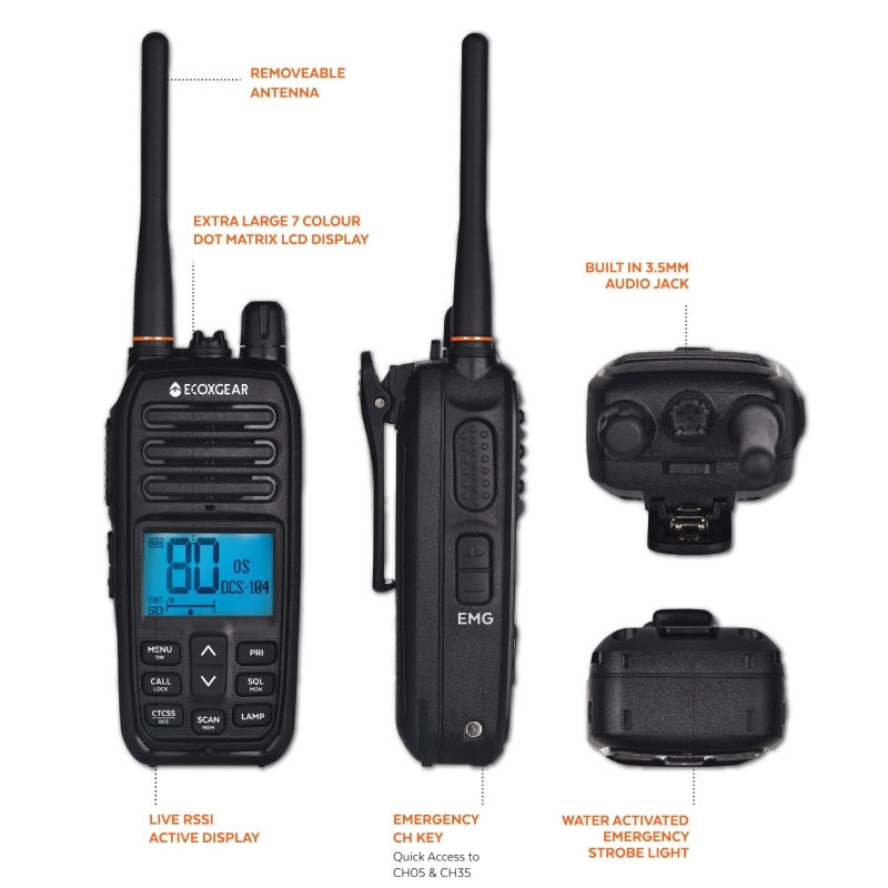 Thumbnail: ECOXTALK EXG500 5-Watt Long Range IP67 Handheld UHF Radio Twin Pack (17km)