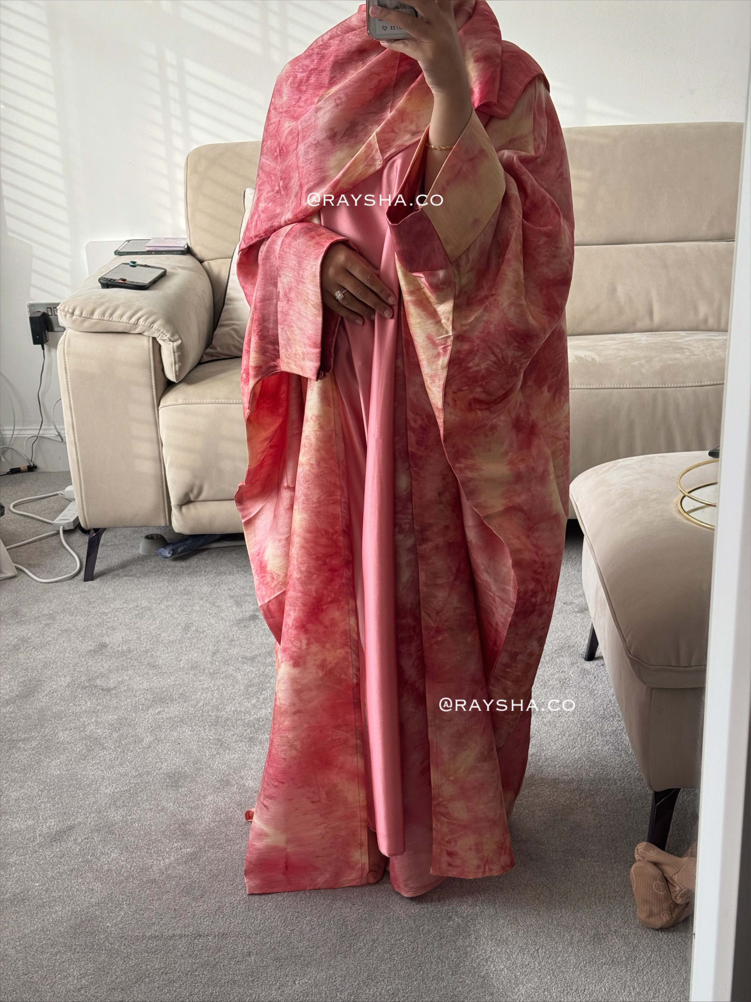 Tall n slim yusra Abaya - peaches and cream
